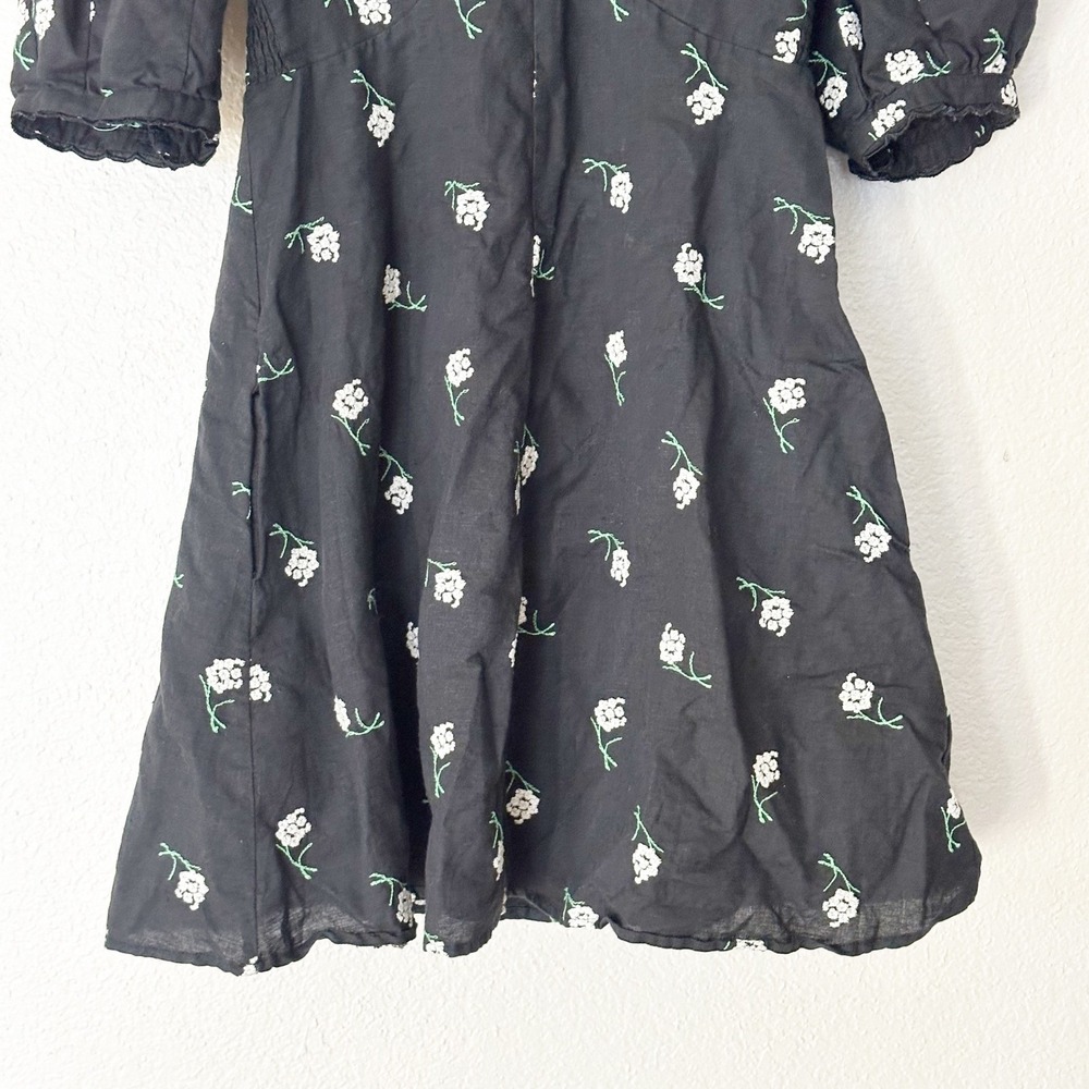Tuckernuck Serena Mini Dress Black Embroidered Floral Linen‎ Blend Size XS - Picture 4 of 9